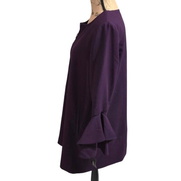 Alfani Royal Purple Zippered Bell Sleeve Jacket / Dress‎ Size Medium New! - Picture 5 of 10